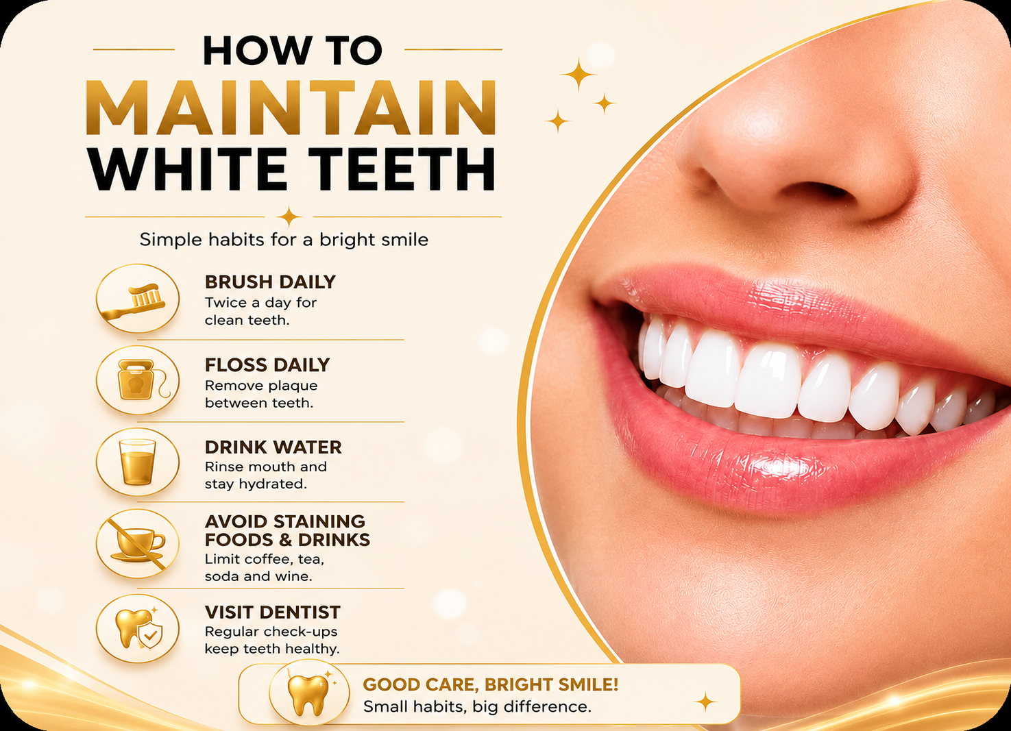 Person brushing teeth properly to maintain white teeth and healthy oral hygiene