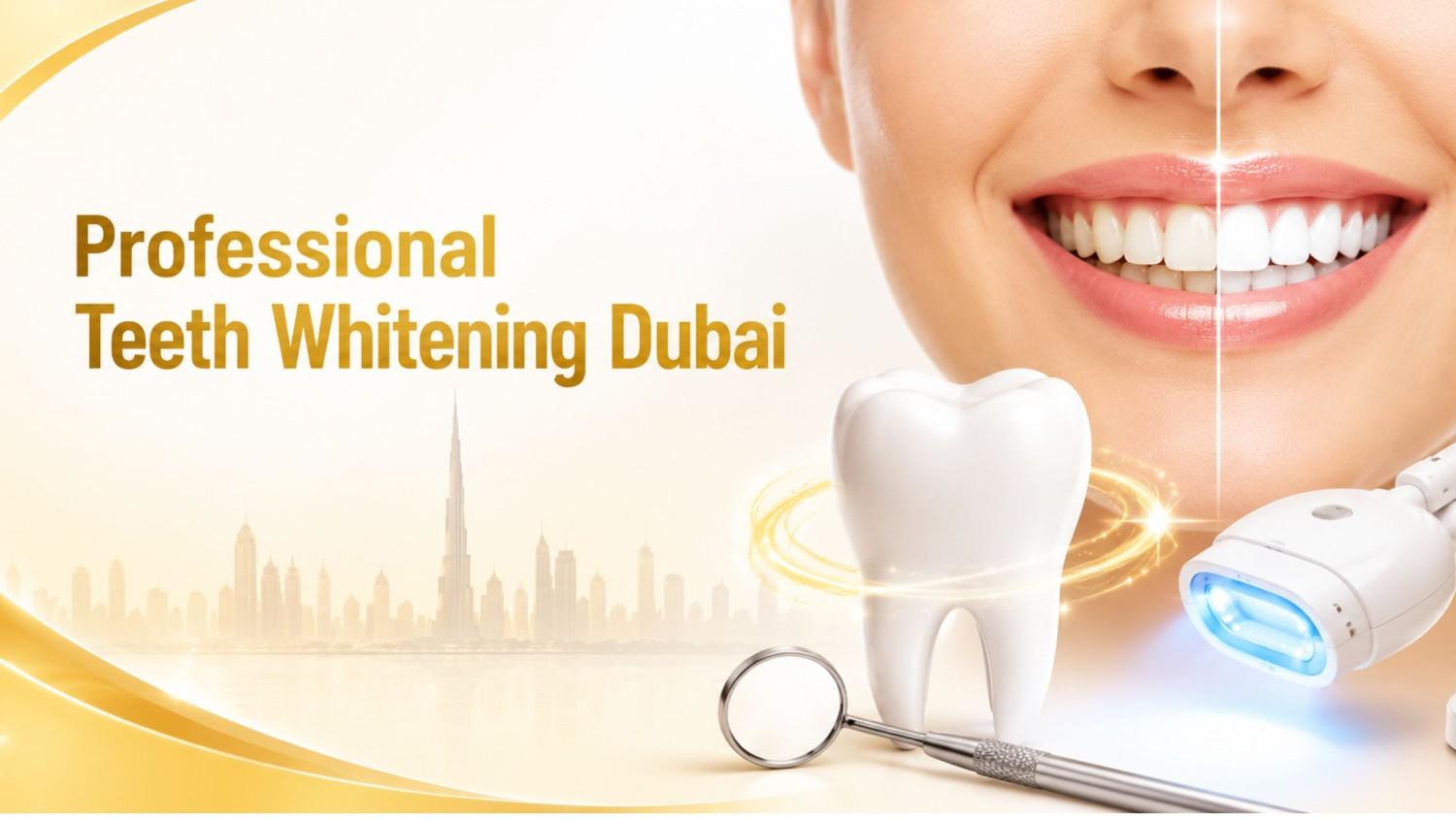 Professional Professional Teeth Whitening Dubai treatment showcasing a brighter white smile with advanced cosmetic dental whitening technology.